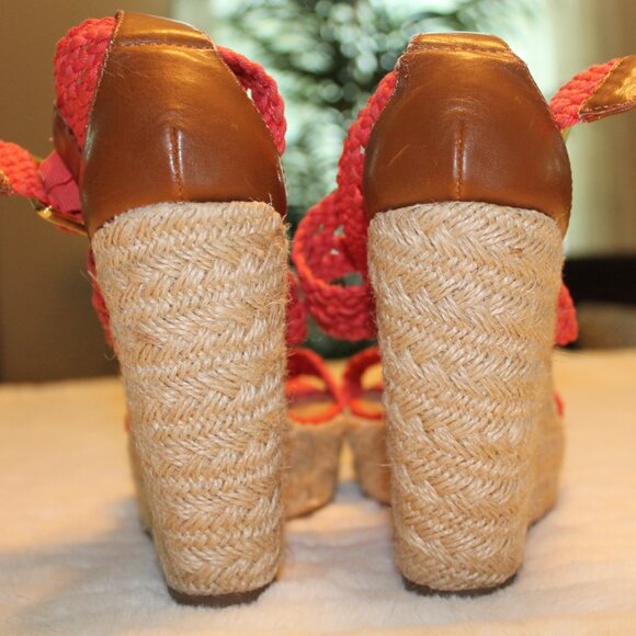 STEVE MADDEN ESPADRILLE - Steve Madden Orange Espadrille Wedge Sandals - Picture 5 of 5